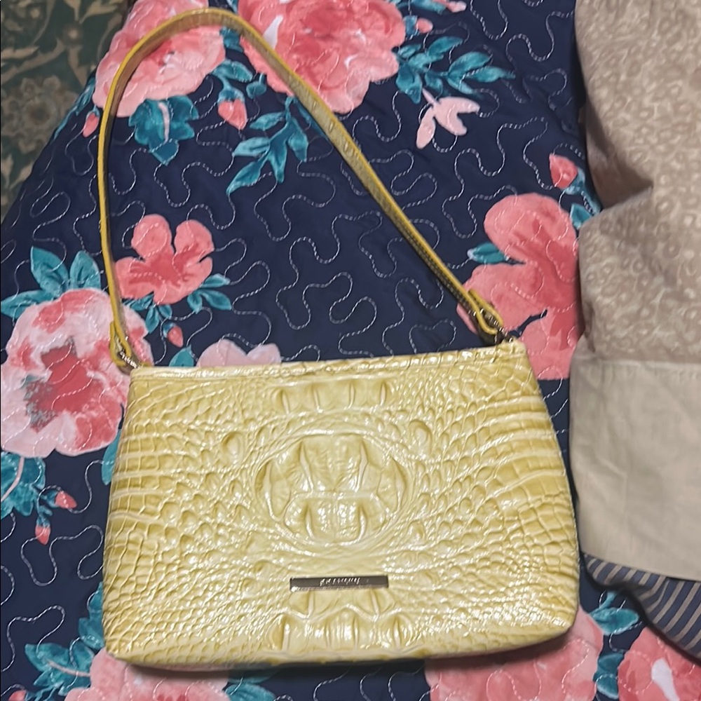 Brahmin Yellow Crocodile Embossed Shoulder Bag